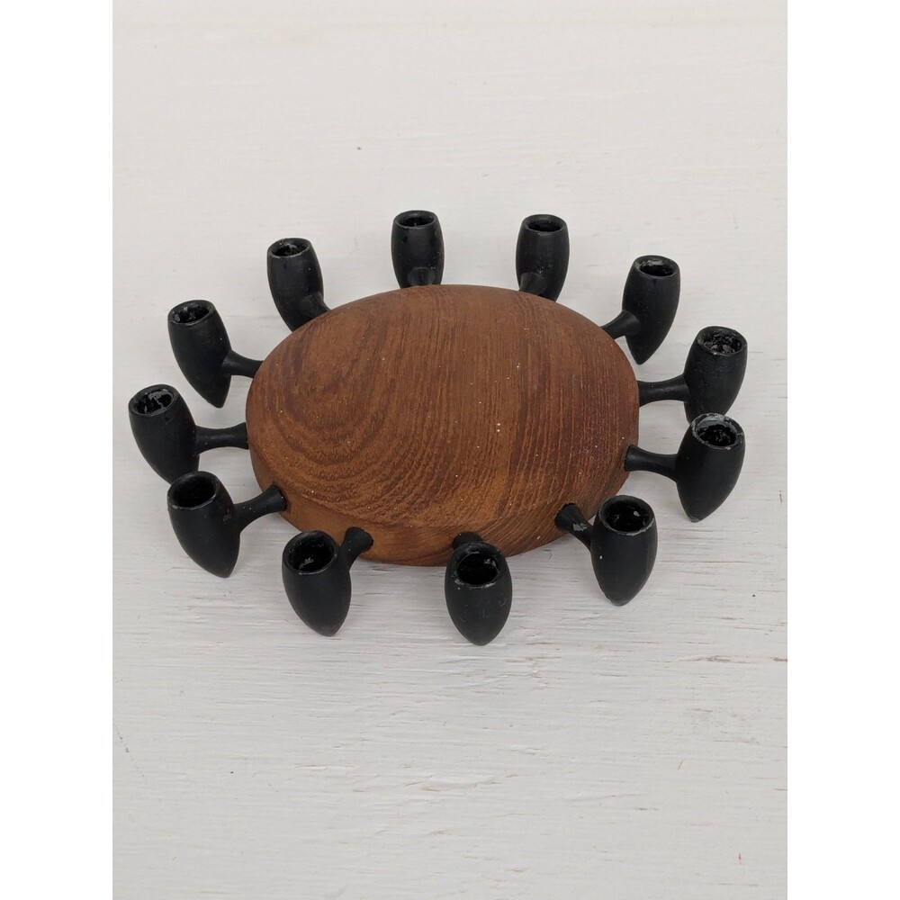 Vintage Digsmed Teak 12 Tapered Tiny Candle Holder 1964 Made in Denmark - Picture 2 of 4